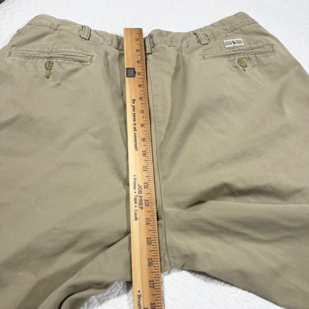 Vtg Polo Ralph Lauren Andrew Pant Mens Chinos 36x33 Pleated Cotton Khaki Tan EUC - Picture 10 of 11